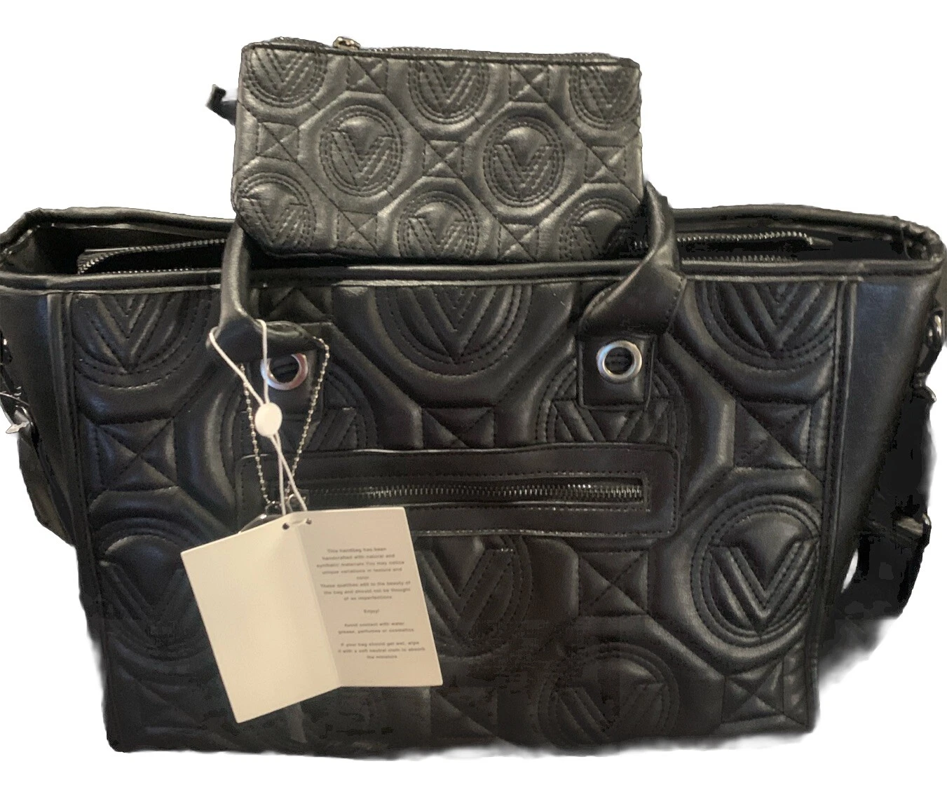 Borsa Valentino Orlandi grande trapuntata nera tracolla e manico