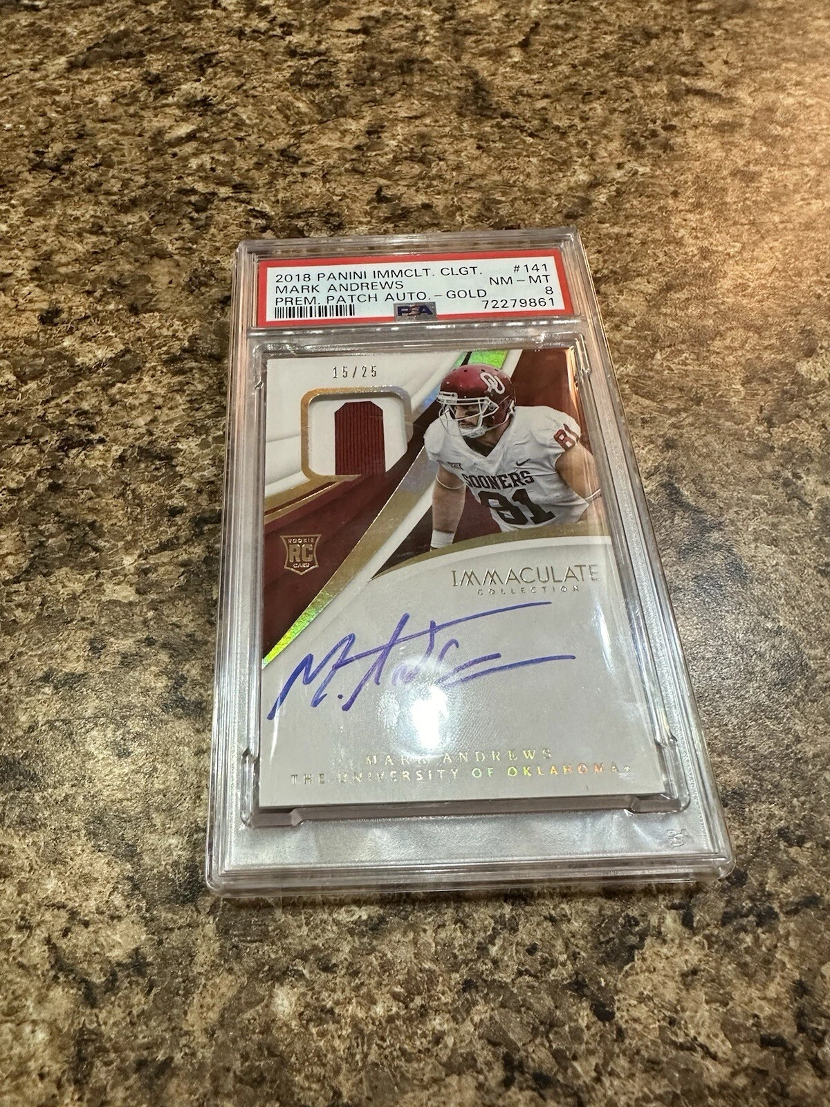 Mark Andrews Panini Immaculate Collegiate #141 Premium Patch Autograph-Gold