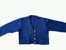 Vintage Original 1960er Kinder Strickjacke blau