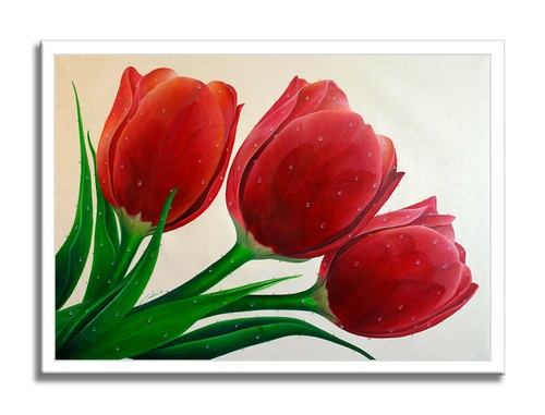 Tulipanes Rojos - Impresión Edición Limitada en Papel, Firmado, Certificado de Autenticidad por Gardani, Floral, Arte - Imagen 4 de 5