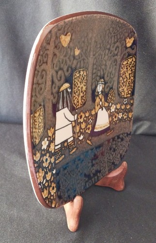 1977 Arabia Finlandia Skandinavische Volkskunst KERAMIK Teller Schale 8x8 - Bild 5 von 8