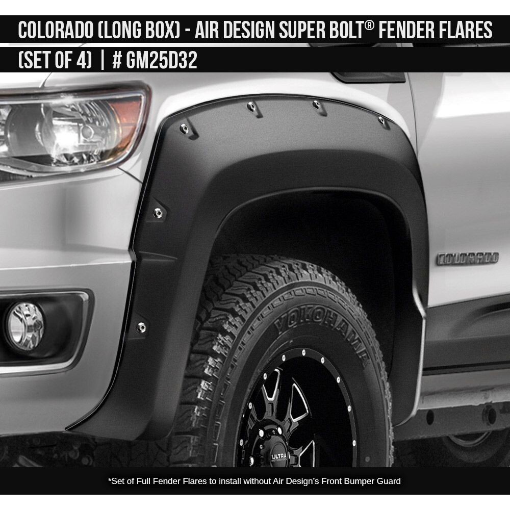 Fits 15-20 Colorado Long Bed Air Design Super Bolt Fender Flares