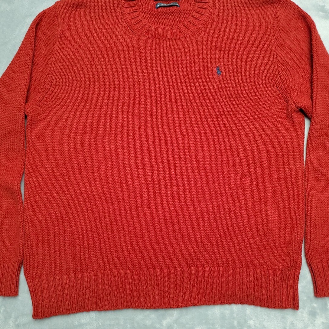 Polo Ralph Lauren maglione uomo extra large rosso maglia manica lunga 100% cotone pony
