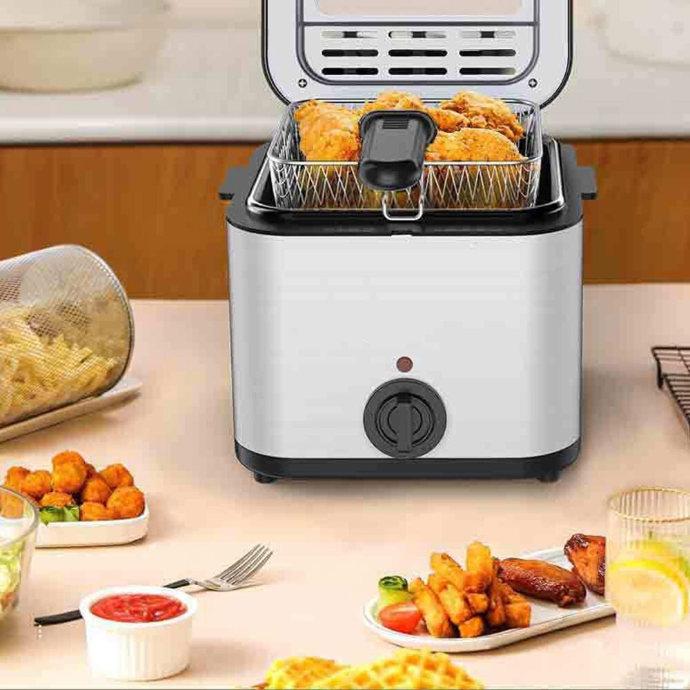 2.5L Compact 1000W Electric Stainless Steel Deep Fat Fryer Nonstick