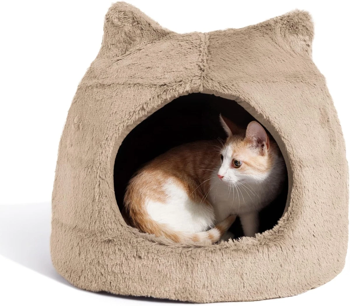 Meow Hut in Fur Cover Dome Cat and Dog Bed Wheat Small eBay