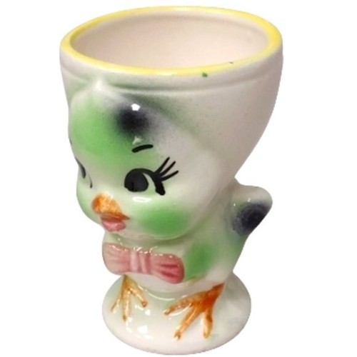 Vintage Kitsch Anthropomorphic Chick Eggcup Crown Art Ceramics Nagoya