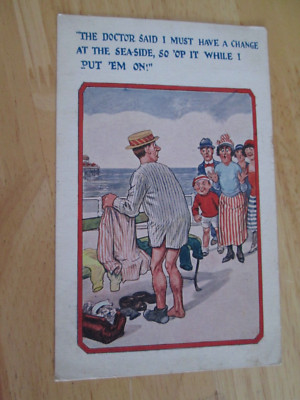 Comic Postkarte ''Der Doktor sagte, ich müsse Kleingeld am Meer haben'' verschickt 1925