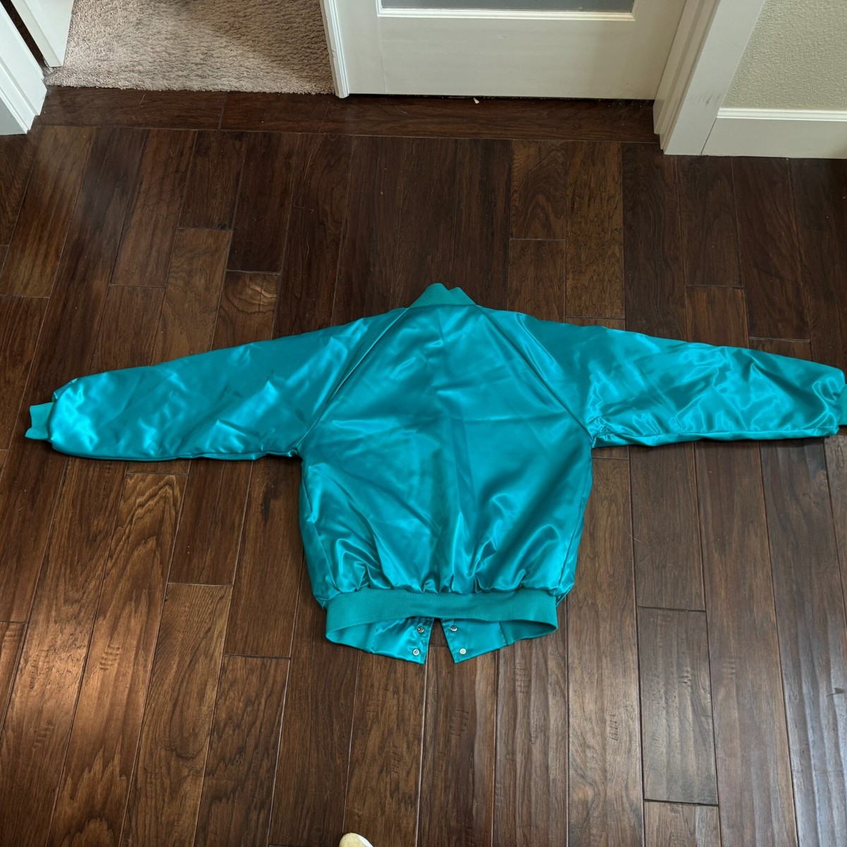 【vintage】 70s green USA製 active jacket Retro Satin Jacket USA Made Green Vintage 70s 80s Mens Large