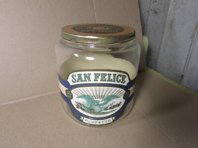 Vintage DWG San Felice Perfecto Humidor Glass Jar Paper Label Humi-Jar