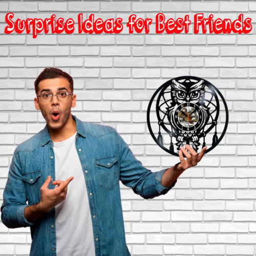 Owl Wall Clock Records Home Decor Art Gift Christmas Birthday Holiday - Picture 2 of 5