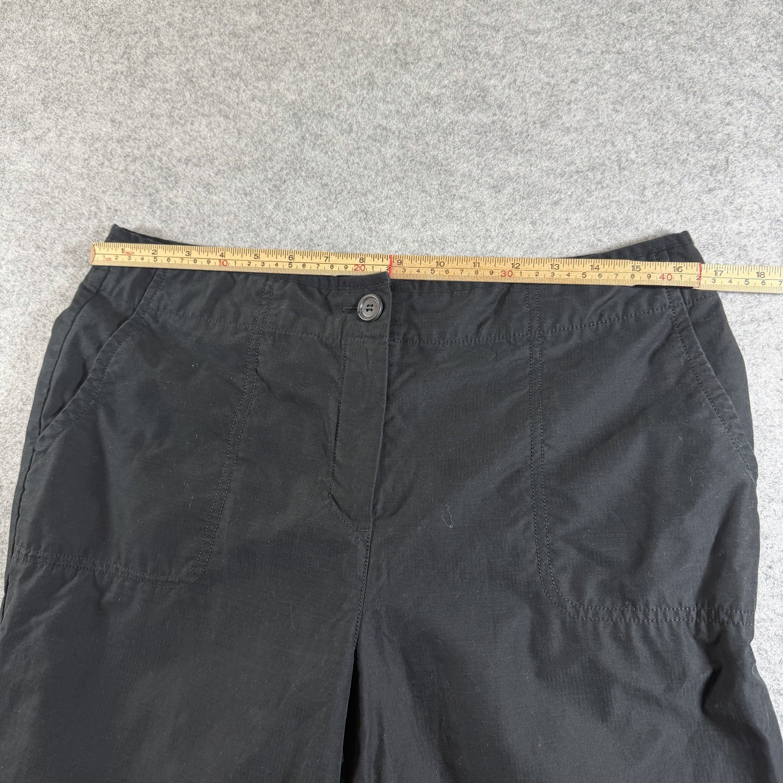 J Jill Cropped Pants Womens 12 Black Cotton Ripstop Utility Capri 33x25 thumbnail 6