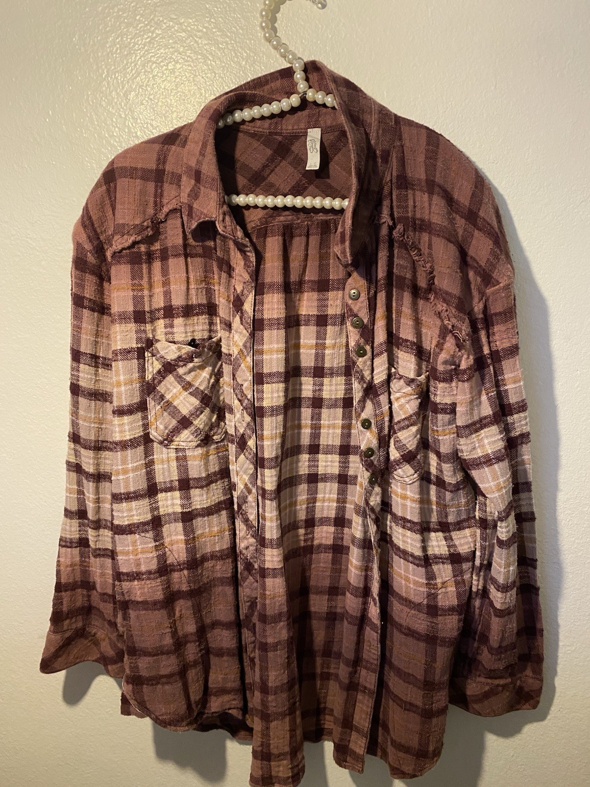 Free People Ruby Button Down Oversized ombré/dip-… - image 1