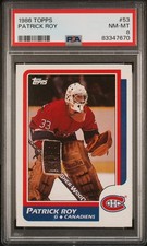 1986-87 Topps Hockey Set Break -  #53 Patrick Roy Rookie RC - PSA 8 NM-MT