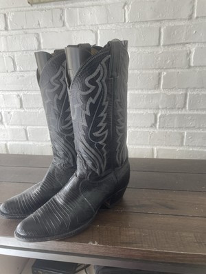 Vintage Justin black lizard exotic leather cowboy boots Model 8313 men\'s 9.5 d m64107184790_1.jpg main image 4