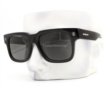 Burberry Sunglasses B 4394 3001/87 Polished Black Gray Tint Silver Logo w/case