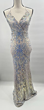 Windsor Deonne Gown XS Iridescent Sequin Maxi Dress Prom Semi Glam Mermaid Fairy