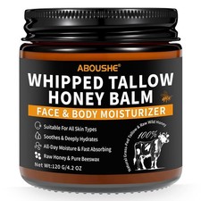 Beef Tallow for Skin, Tallow and Honey Balm for Face, Organic Grass-fed Beef