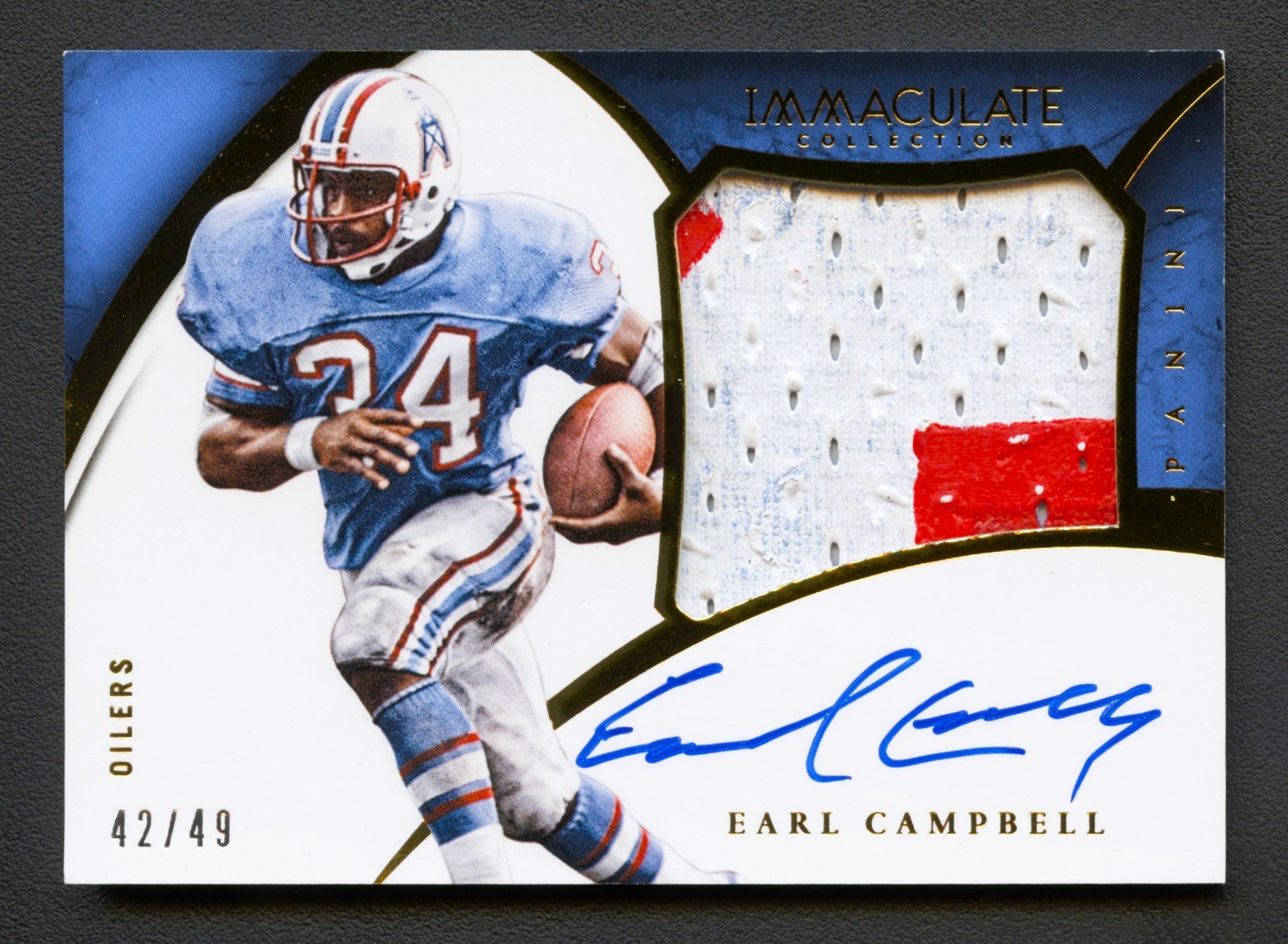 EARL CAMPBELL 2015 IMMACULATE PREMIUM PATCH AUTO AUTOGRAPH /49 *GAME-USED*
