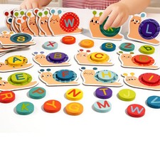Wooden Alphabet Puzzle Wooden Alphabet Learning Toy Interactive Letter Matching