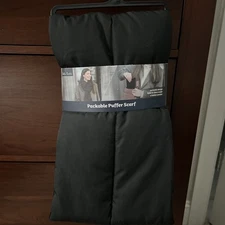 Britts Knits Packable Puffer Scarf Cold Weather black Velvet Lined Pull Through