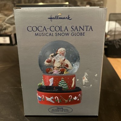Vintage Hallmark Coca-Cola Santa Musical Snow Globe With Moving Train Christmas
