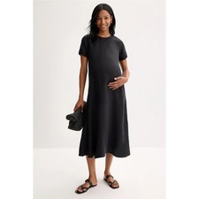 Hatch Organic Cotton Short Sleeve Maternity Midi Dress Black Size 1