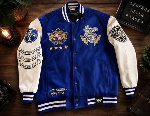 Watson Larger Than Life Varsity Jacket XL New With Tags Blue Letterman Coat - product listing photo