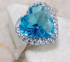 3CT Aquamarine 925 Solid Sterling Silver Ring Sz 8 JB2-4