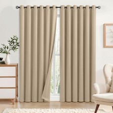 2 Panels Blackout Curtains Eyelet Ring Top Ready Made Thermal Curtains UK