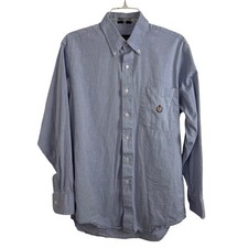 Chaps Ralph Lauren Oxford Shirt Blue Long Sleeve Crest Logo Button Down 16 32