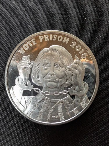 2017 Silver Shield VOTE PRISON 1 oz Silver Round BU w/ COA #3373 Hillary Clinton