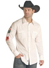 Rock  Roll White Snap Mexico Team Logo - Mens Shirt - Rrmsosr0Zy