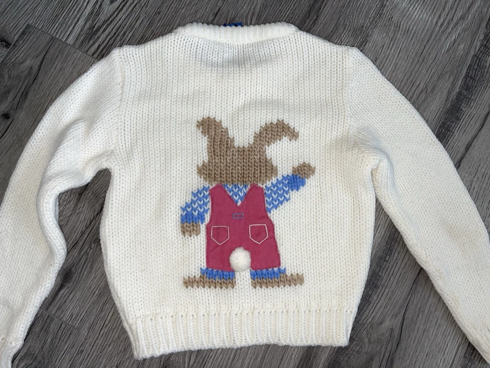 Suéter de malha vintage Ocean Pacific infantil tamanho 4 coelho Páscoa - Imagem 3 de 4