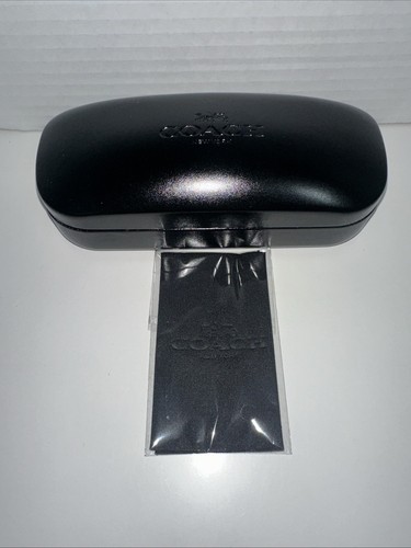 Coach Authentic Black Hard Side Clamshell Glasses Case With Cleaning Cloth - Picture 3 of 9