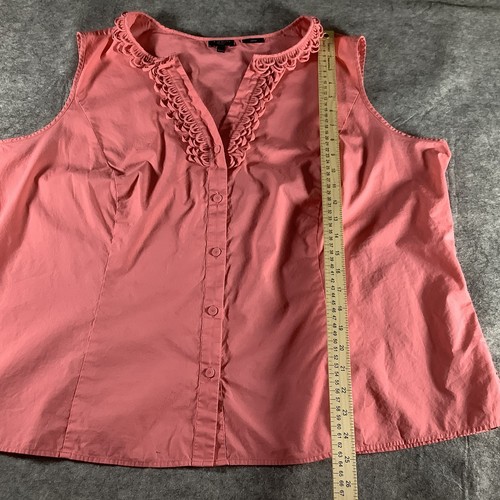 Talbots Size 22 Peach V-Neck Sleeveless Top With Neck Embellishment Stretchy - Picture 4 of 9
