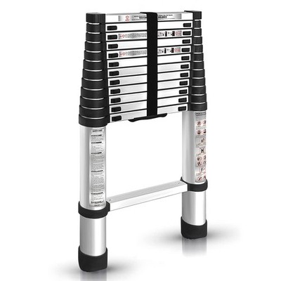 findmall 12.5FT / 3.8M Aluminum Telescopic Ladder Folding 12.5 ft, Silver 
