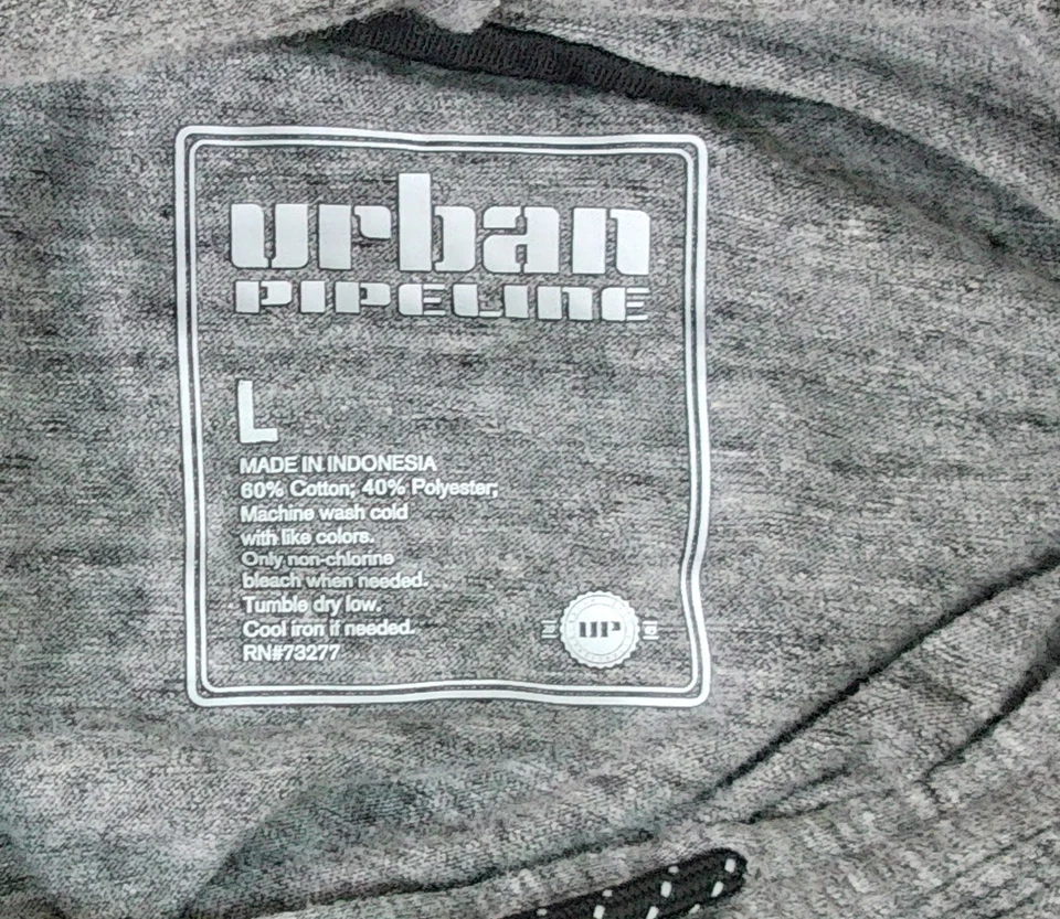 Camiseta com capuz Urban Pipeline cinza em camadas tamanho grande manga longa casual boa condição - Imagem 4 de 4