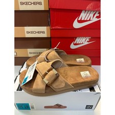 1128 DV Dolce Vita Buckle Slide Sandals Women 10 Tan Faux Suede Cross Strap USHA
