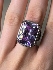 925 Sterling Silver Ring  Amethyst CZ, Sz 7.75