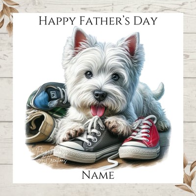 Personalisierte Grußkarte West Highland White Terrier Hundeschuhe Vatertag