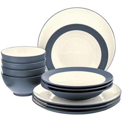 Colorwave Blue 12-Piece (Blue) Stoneware Coupe Dinnerware Set, Service for 4