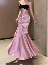 Pink satin mermaid prom dress Size 10 
