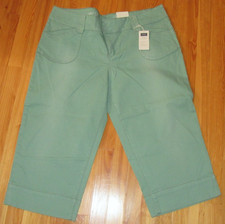 Sonoma 16 Sage Green 4 Pockets 2 Button Zip Capri Pants NWT Nice