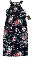 Express Black Bodycon Midi Tank racerback Dress Sleeveless Floral Size Small NWT