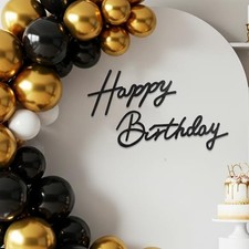 Happy Birthday Sign for Backdrop - Felt Banner - Includes Dot Glitter Black