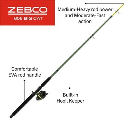Zebco 606 Big Cat Spincast Combo 7' Telescopic MH Rod Reel Catfish