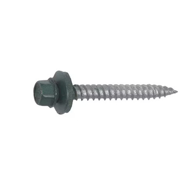 #10 1 In. External Hex Drive Flange Hex Head Steel Wood Screw in Evergreen (250-