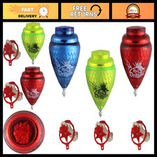 3 Pack Durable Plastic Spin Tops for Kids - Metal Tip Trompos, Assorted Colors