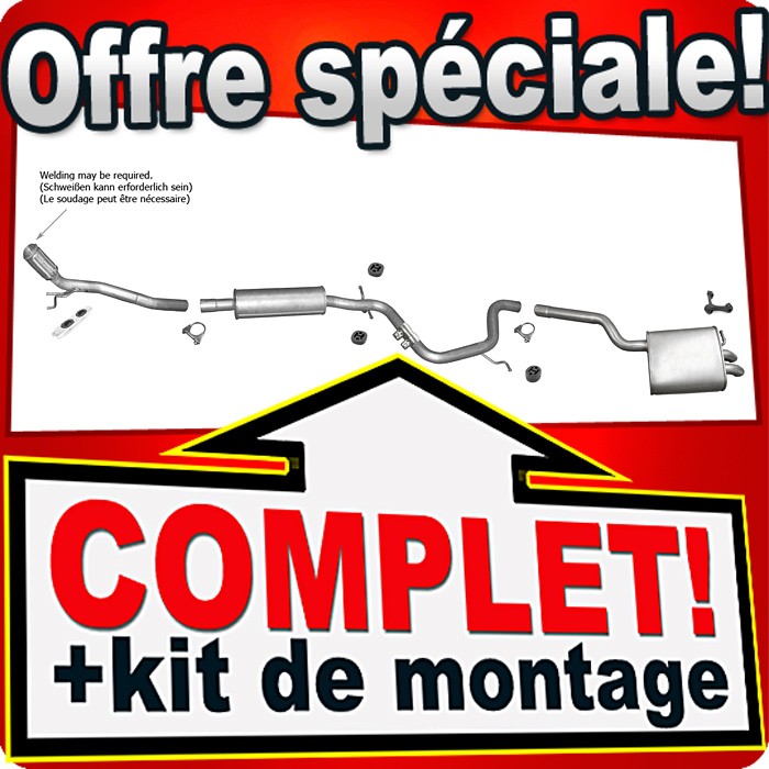 Ligne d'échappement pour Jetta 3 et Golf 5 Variant 1.9 TDi avec tube de raccordement direct