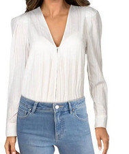 Danielle Bernstein Puff Sleeve Bodysuit White MEDIUM